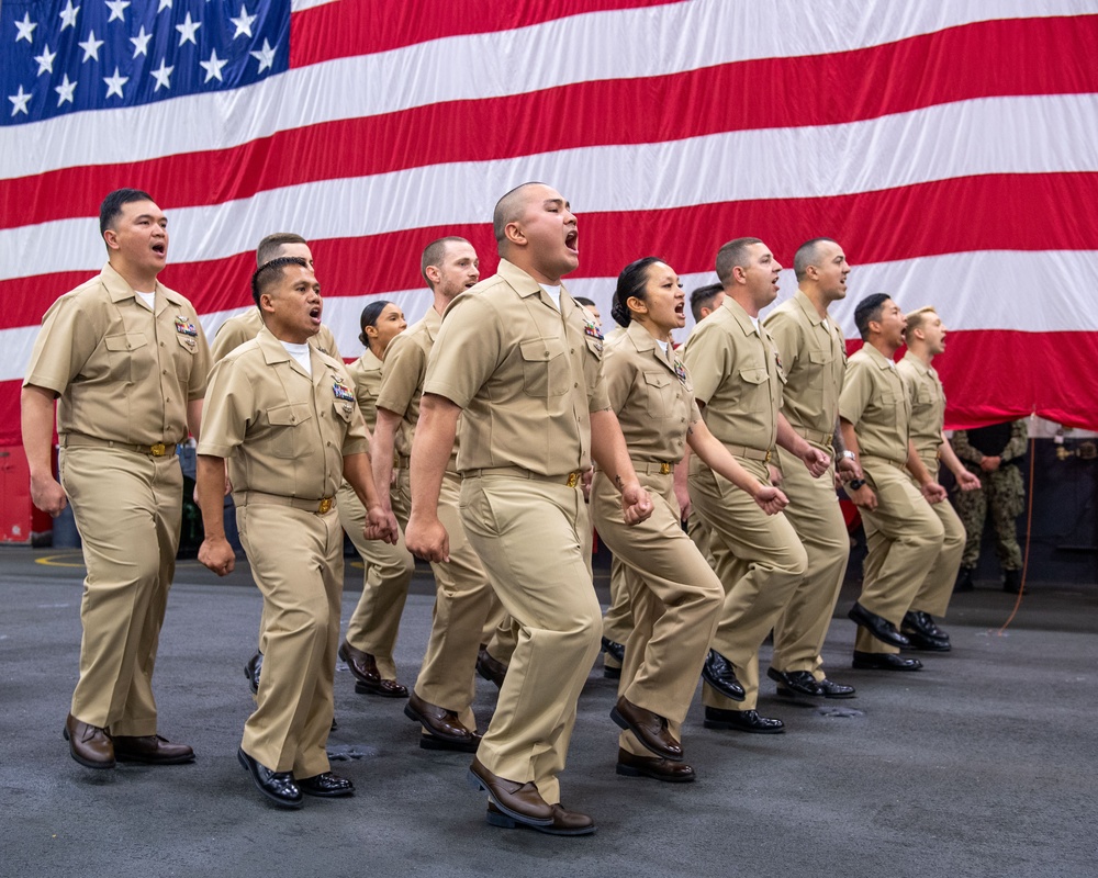 USS Ronald Reagan (CVN 76) advances 18 chief petty officers during ceremony