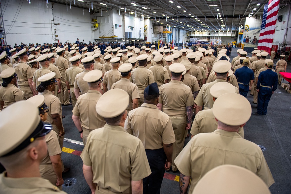 USS Ronald Reagan (CVN 76) advances 18 chief petty officers during ceremony