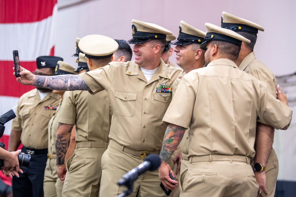 USS Ronald Reagan (CVN 76) advances 18 chief petty officers during ceremony