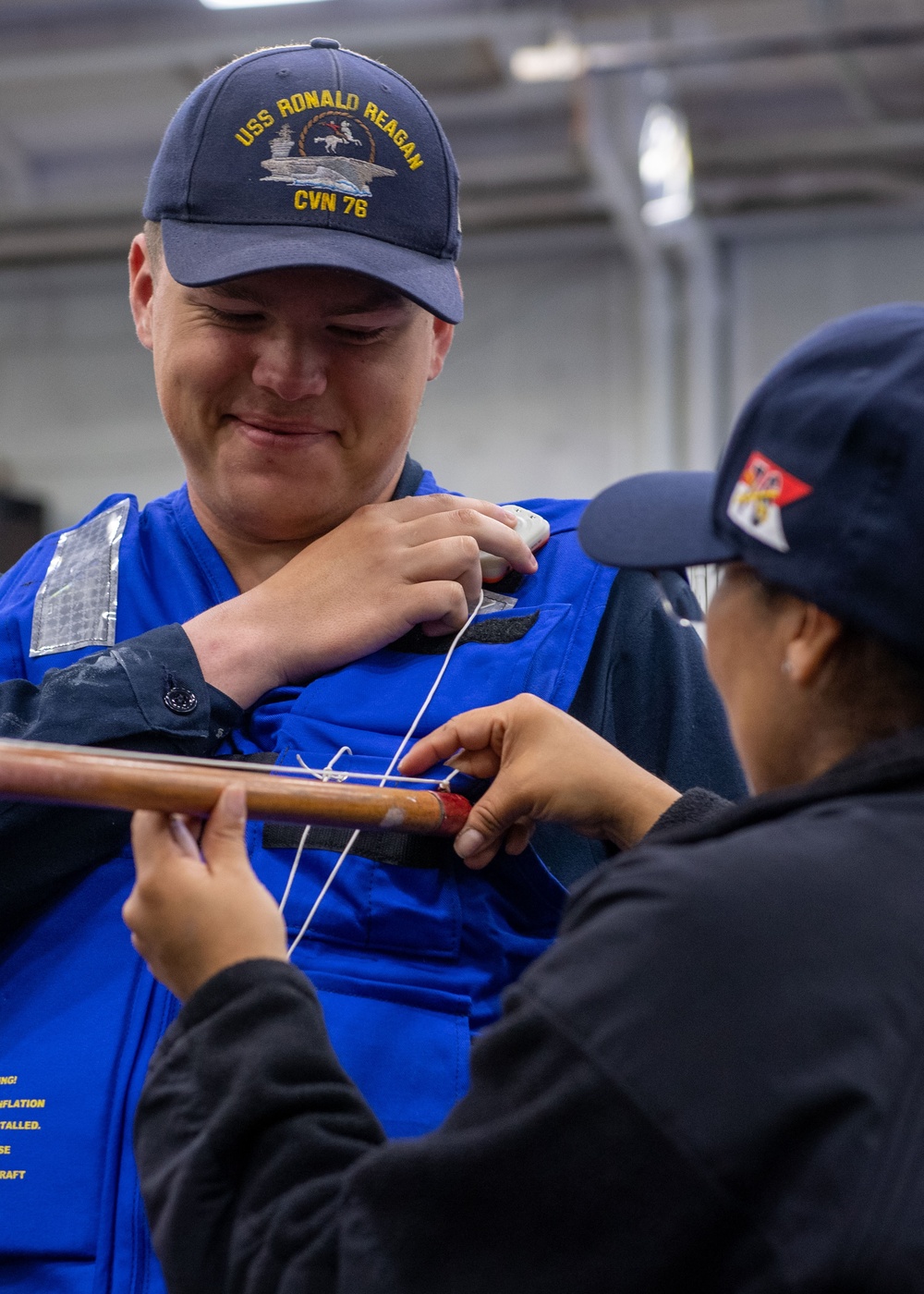 USS Ronald Reagan (CVN 76) Sailors conduct MK-1 Life Preserver inspection