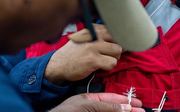 USS Ronald Reagan (CVN 76) Sailors conduct MK-1 Life Preserver inspection