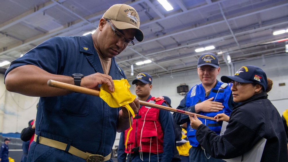 USS Ronald Reagan (CVN 76) Sailors conduct MK-1 Life Preserver inspection