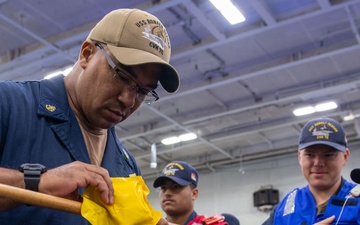 USS Ronald Reagan (CVN 76) Sailors conduct MK-1 Life Preserver inspection