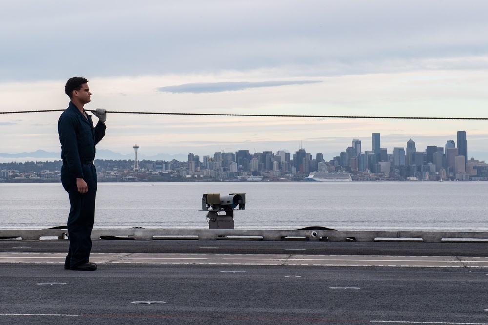 USS Ronald Reagan (CVN 76) departs Naval Base Kitsap Bremerton