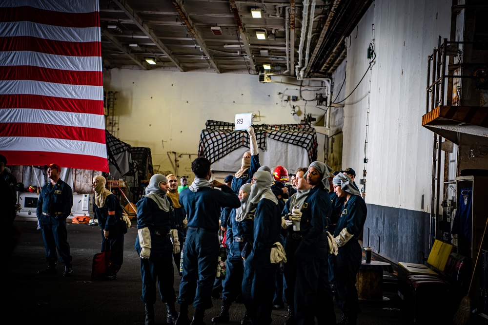 Nimitz Sailors Simulate Abandoning Ship