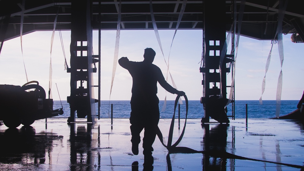 USS Ronald Reagan (CVN 76) Sailors test damage control equipment