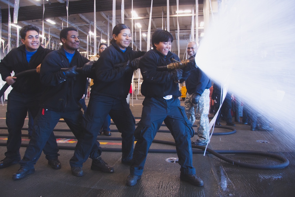 USS Ronald Reagan (CVN 76) Sailors test damage control equipment