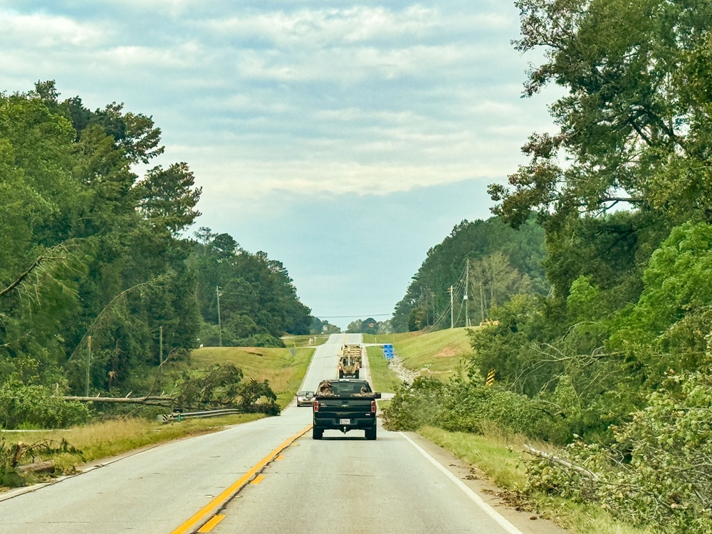 Georgia National Guard Soldiers conduct road clearing operations in Augusta