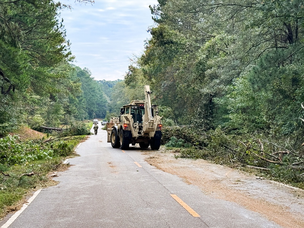 Georgia National Guard Soldiers conduct road clearing operations in Augusta