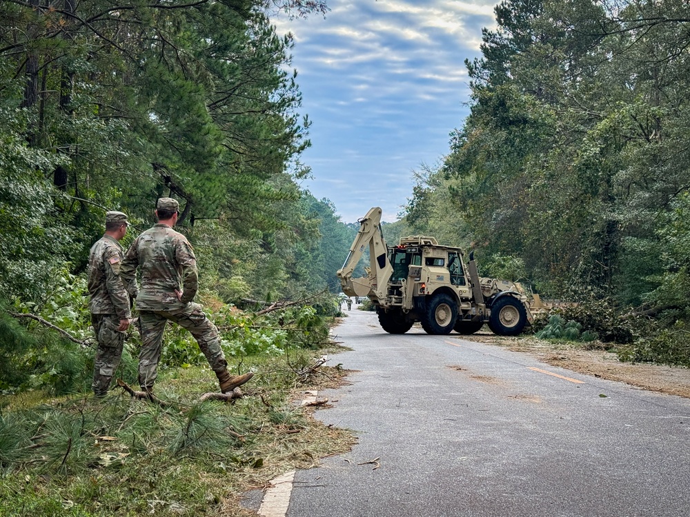 Georgia National Guard Soldiers conduct road clearing operations in Augusta