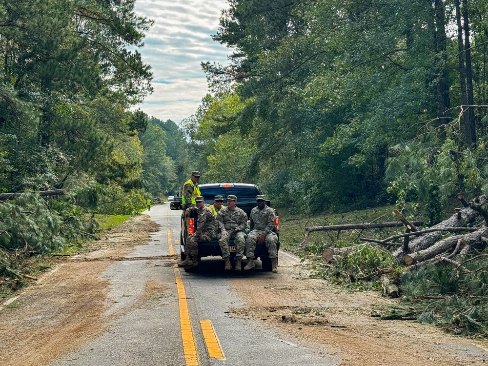 Georgia National Guard Soldiers conduct road clearing operations in Augusta