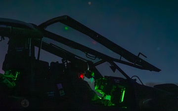 10th Combat Aviation Brigade AH-64 Apache Pilots Conduct Pre-flight Checks at Night