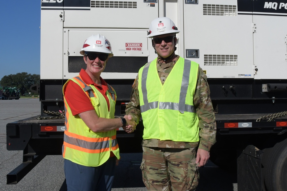 U. S Army Corps of Engineers, South Atlantic Division Commander visits Temporary Emergency Power mission team in Albany, Ga. during Hurricane Helene response