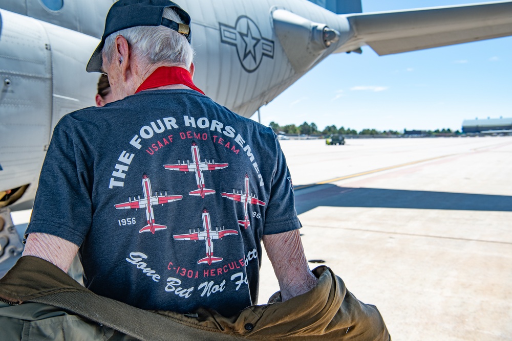 Air Force legacy pilot visits C-130 aircraft again