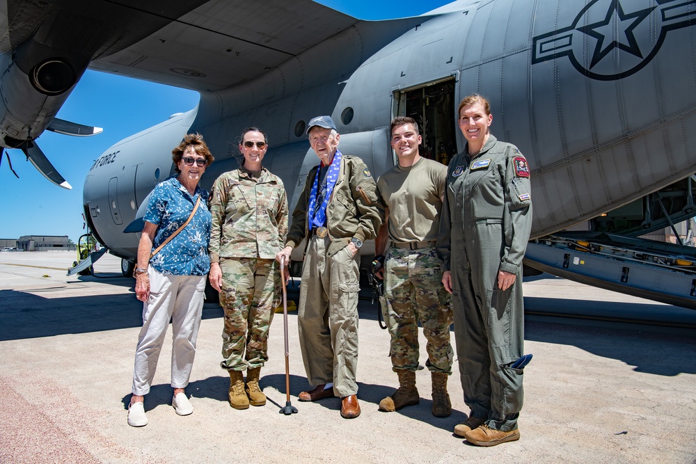 Air Force legacy pilot visits C-130 aircraft again