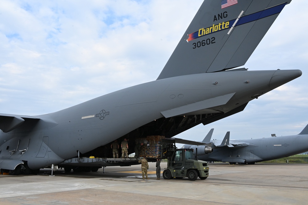 NC Air National Guard C-17 Airlifts support to Western North Carolina