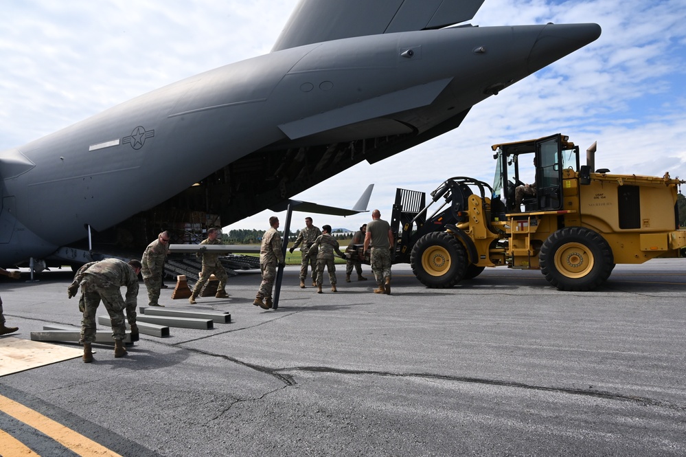 NC Air National Guard C-17 Airlifts support to Western North Carolina