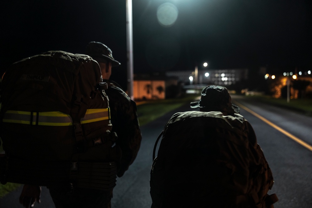 III Marine Expeditionary Force, 3d Marine Division COMMSTRAT conduct a Conditioning Hike