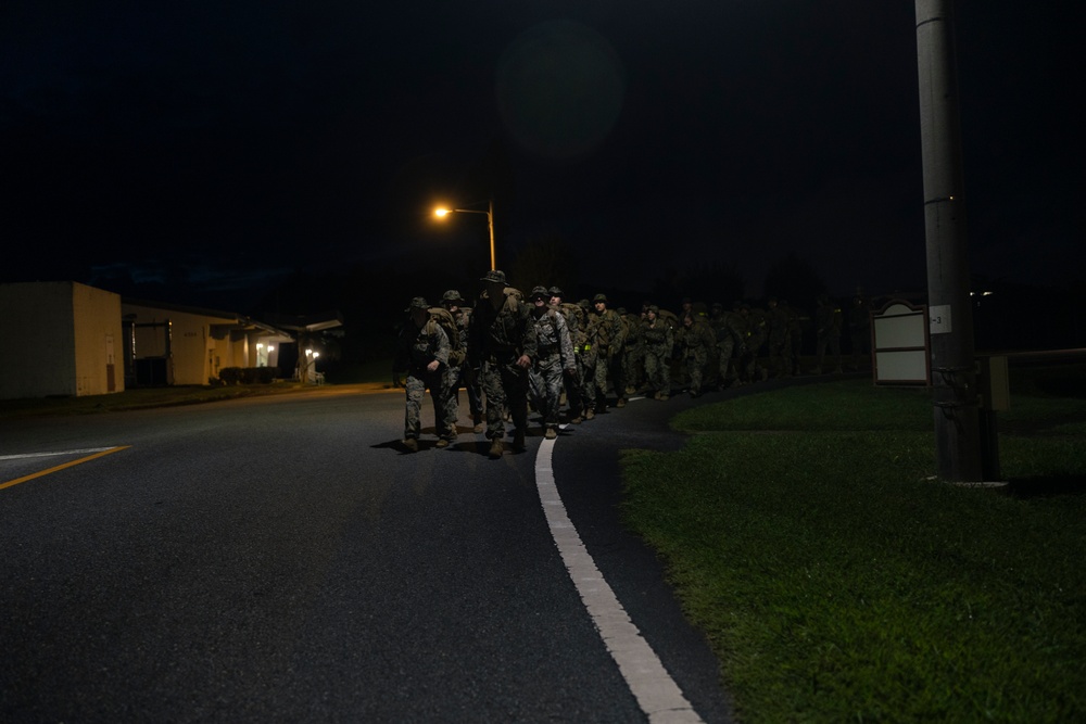 III Marine Expeditionary Force, 3d Marine Division COMMSTRAT conduct a Conditioning Hike