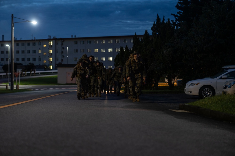 III Marine Expeditionary Force, 3d Marine Division COMMSTRAT conduct a Conditioning Hike