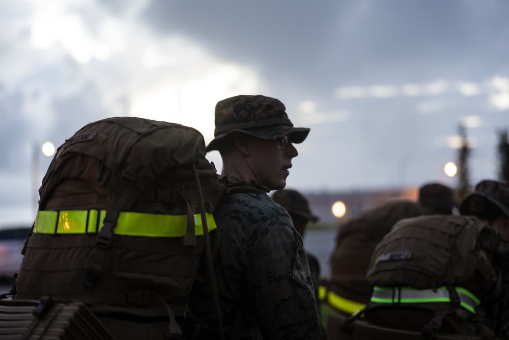 III Marine Expeditionary Force, 3d Marine Division COMMSTRAT conduct a Conditioning Hike