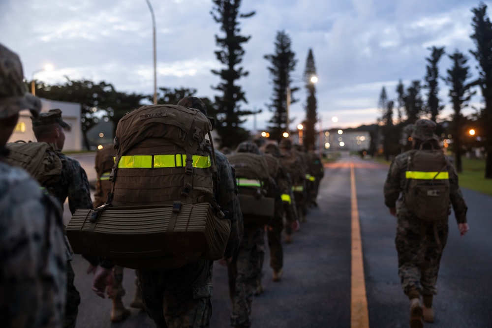 III Marine Expeditionary Force, 3d Marine Division COMMSTRAT conduct a Conditioning Hike