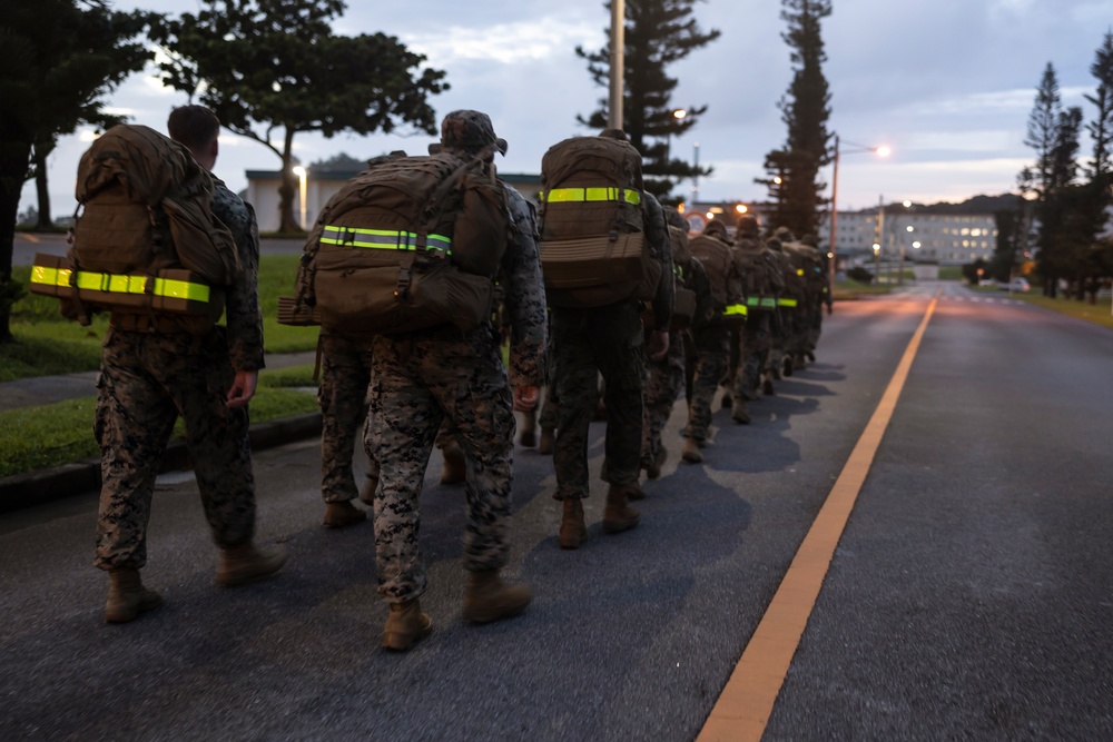 III Marine Expeditionary Force, 3d Marine Division COMMSTRAT conduct a Conditioning Hike