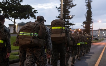 III Marine Expeditionary Force, 3d Marine Division COMMSTRAT conduct a Conditioning Hike