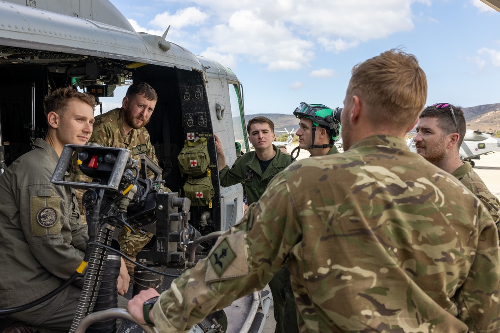 3rd MAW Marines and British Royal Navy aircrews conduct a subject matter expert exchange