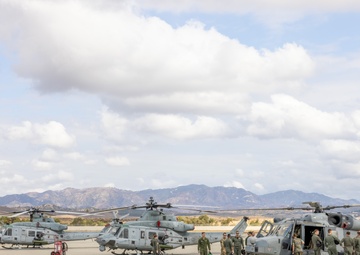 3rd MAW Marines and British Royal Navy aircrews conduct a subject matter expert exchange