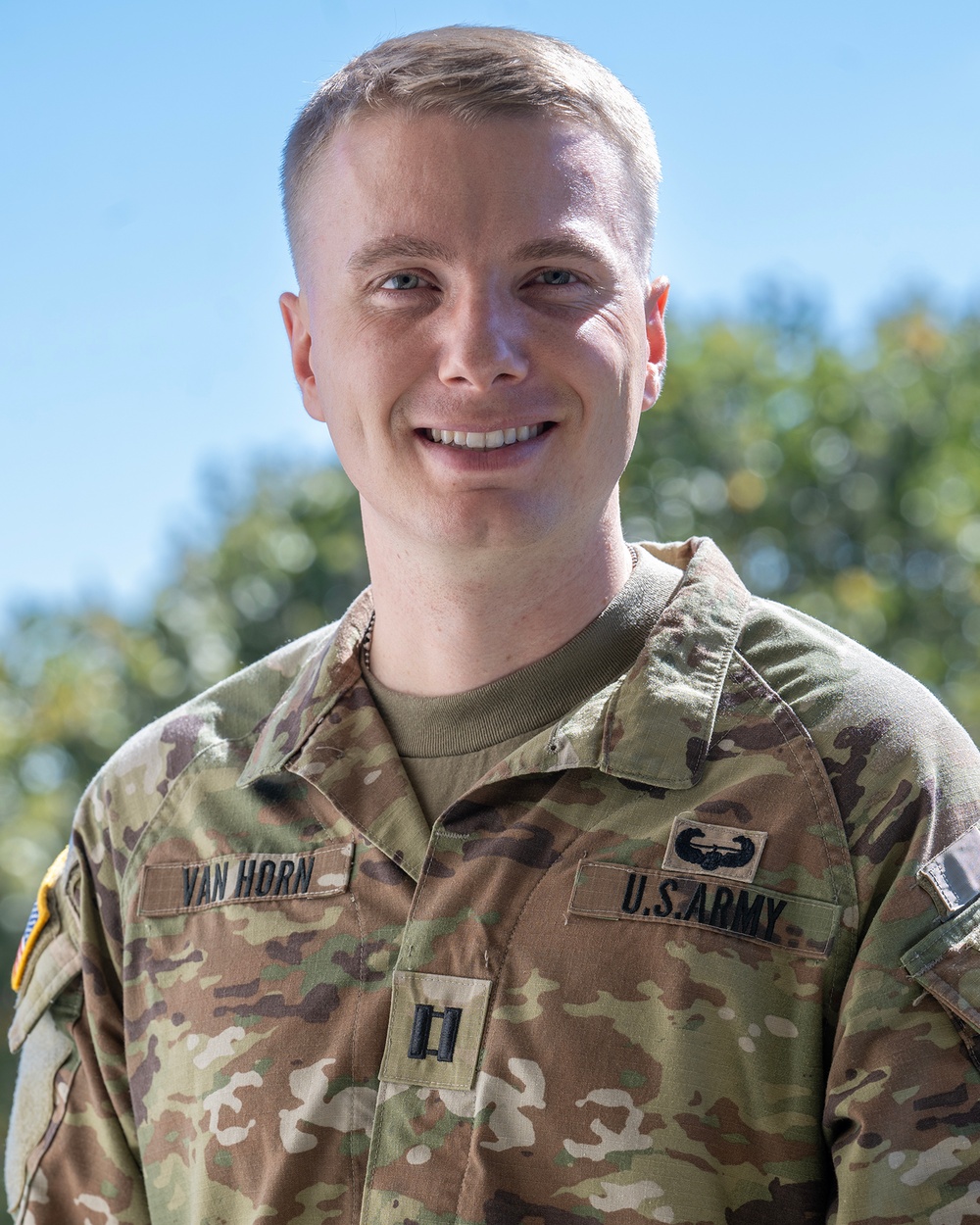 Photo By Billie Suttles | 225th Officer Basic Course student Cpt. Jacob Van Horn is pictured outside The Judge Advocate General's Legal Center and School. 