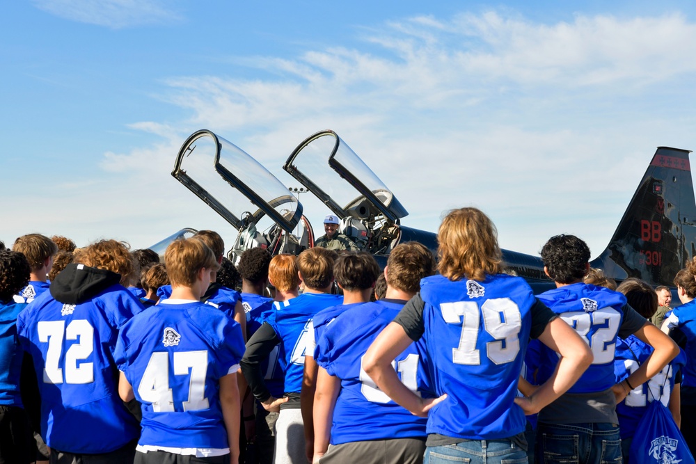 Wheatland Union High School football team touches down at Beale AFB