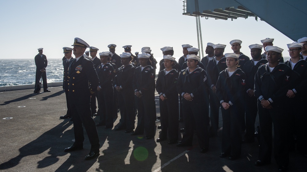 USS Ronald Reagan (CVN 76) hosts a burial at sea for Lt.j.g. Marc Rockwell-Pate