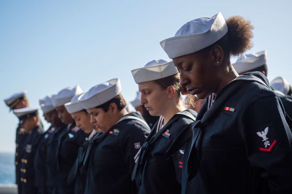 USS Ronald Reagan (CVN 76) hosts a burial at sea for Lt.j.g. Marc Rockwell-Pate