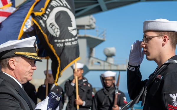USS Ronald Reagan (CVN 76) hosts a burial-at-sea for Lt.j.g. Marc Rockwell-Pate