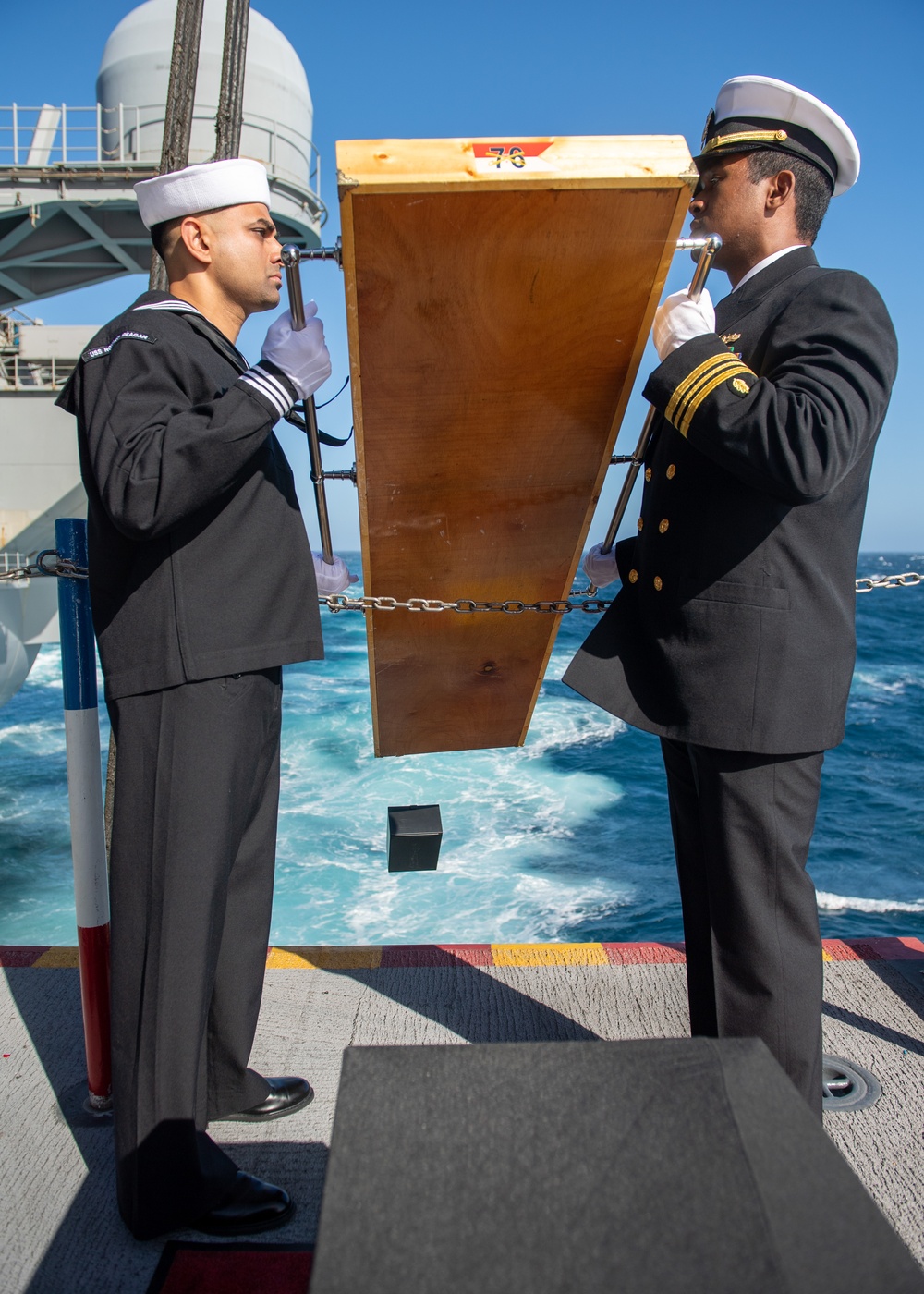 USS Ronald Reagan (CVN 76) hosts a burial-at-sea for Lt.j.g. Marc Rockwell-Pate