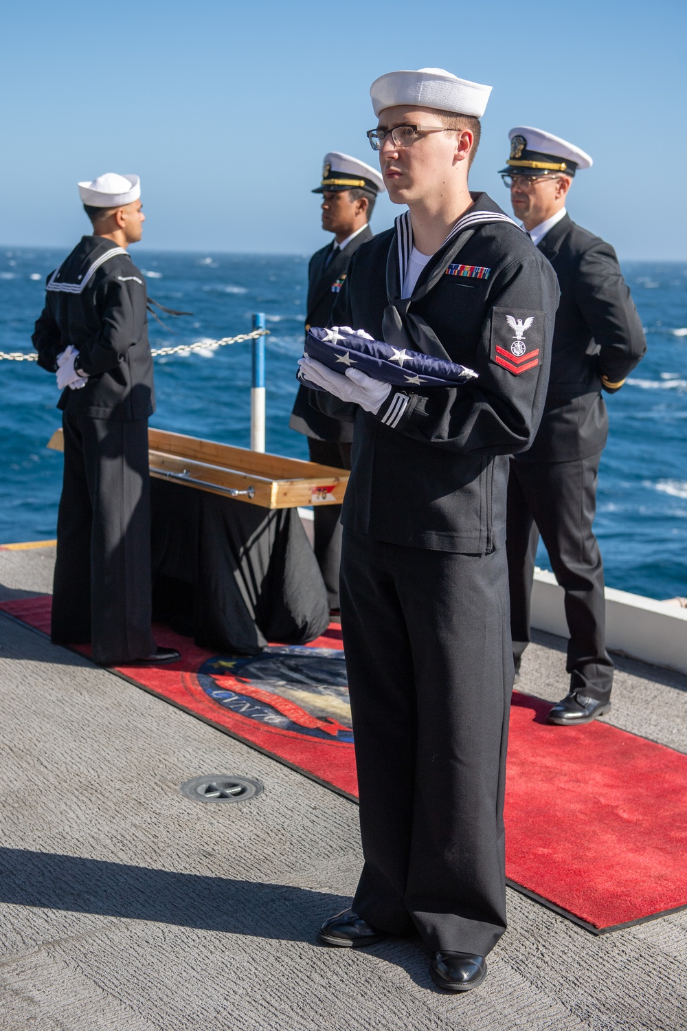 USS Ronald Reagan (CVN 76) hosts a burial-at-sea for Lt.j.g. Marc Rockwell-Pate