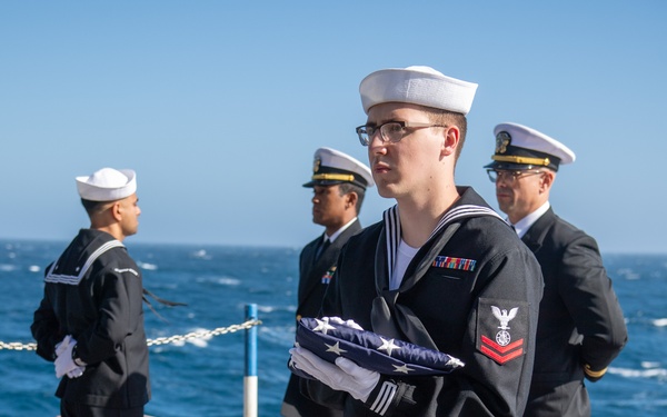 USS Ronald Reagan (CVN 76) hosts a burial-at-sea for Lt.j.g. Marc Rockwell-Pate