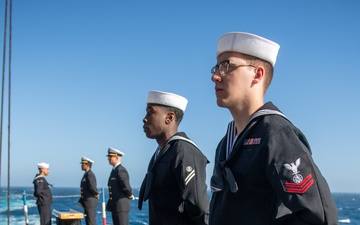 USS Ronald Reagan (CVN 76) hosts a burial-at-sea for Lt.j.g. Marc Rockwell-Pate