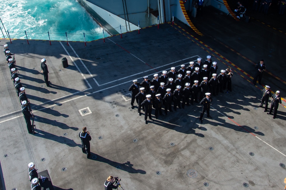 USS Ronald Reagan (CVN 76) hosts a burial-at-sea for Lt.j.g. Marc Rockwell-Pate