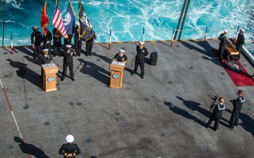 USS Ronald Reagan (CVN 76) hosts a burial-at-sea for Lt.j.g. Marc Rockwell-Pate