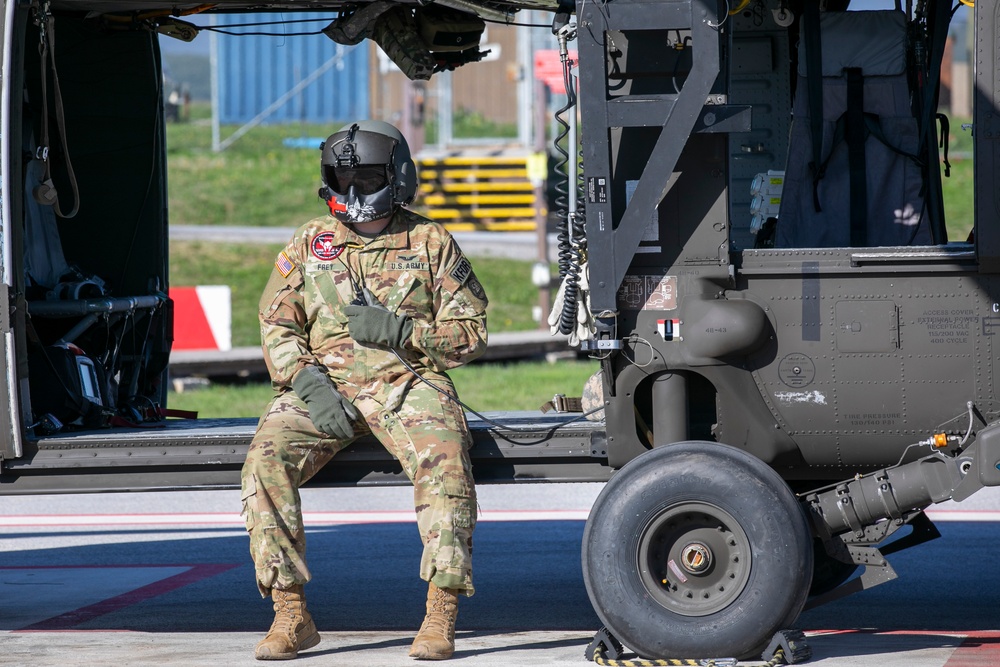 British soldiers assigned to the NATO-led KFOR mission conducted training to test various procedures for medical support to operations on Camp Bondsteel, Kosovo, Sept. 28, 2024.