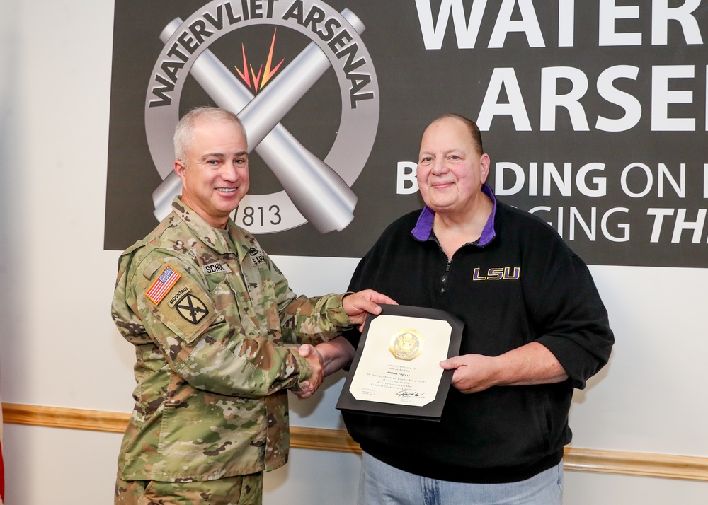 Army Civilian marks 45 years of service at cannon and mortar factory