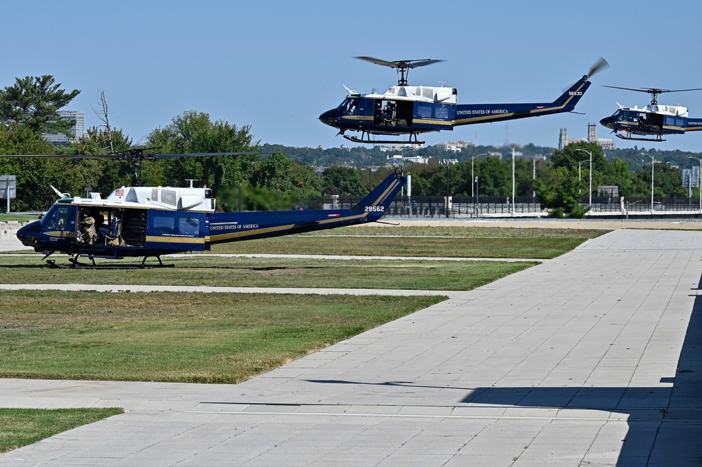 CSAF Allvin helicopter arrival with Malaysia Gen. Asghar Khan