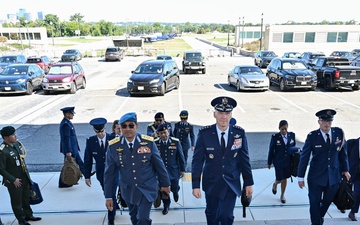 CSAF Allvin helicopter arrival with Malaysia Gen. Asghar Khan