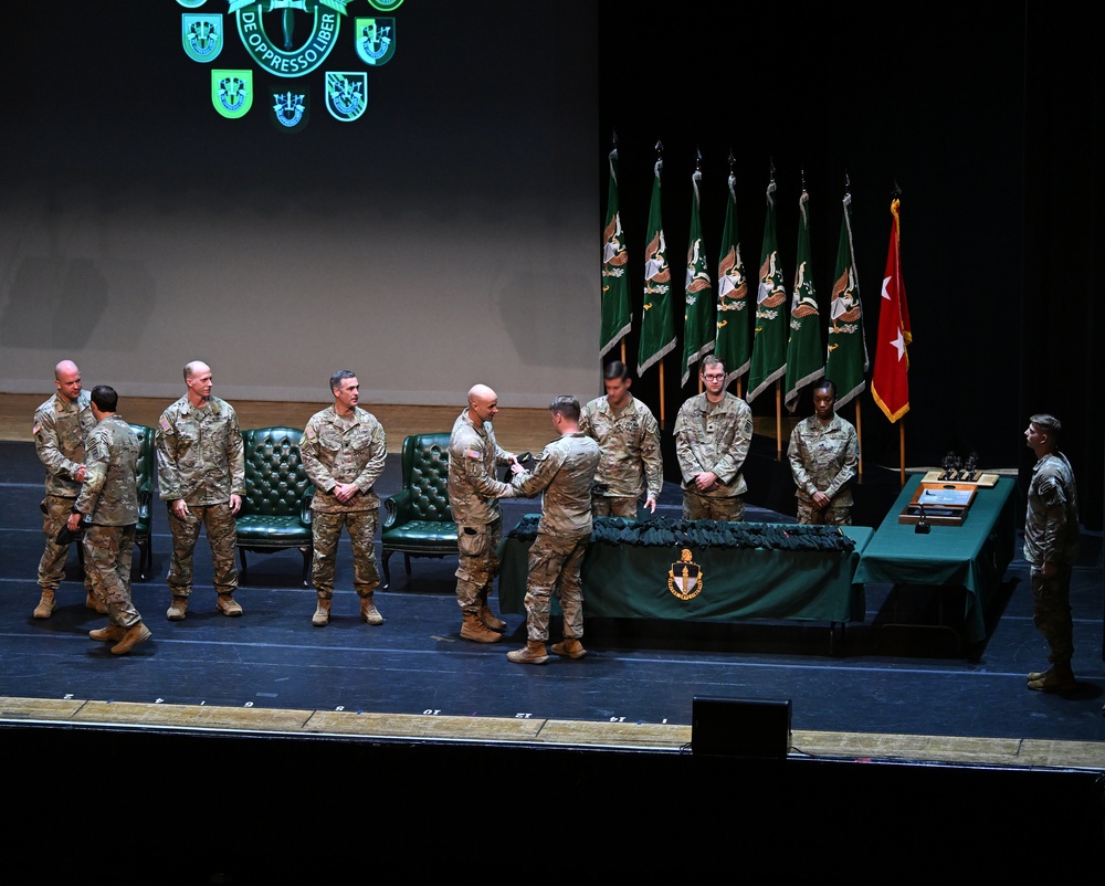 Soldiers Don Green Beret During Graduation