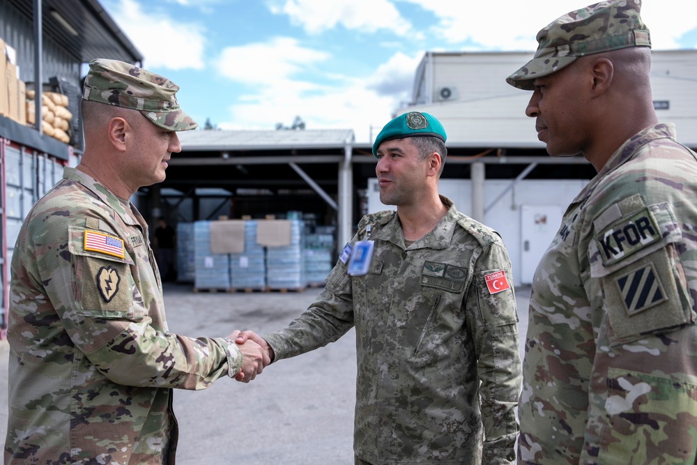 The Commanding General of the Georgia Army National Guard, Brig. Gen. Jason Fryman, and The Georgia Army National Guard State Command Sergeant Major Command Sgt. Maj. John Ballenger, visited 48th IBCT soldiers at Camp Film City, Kosovo,