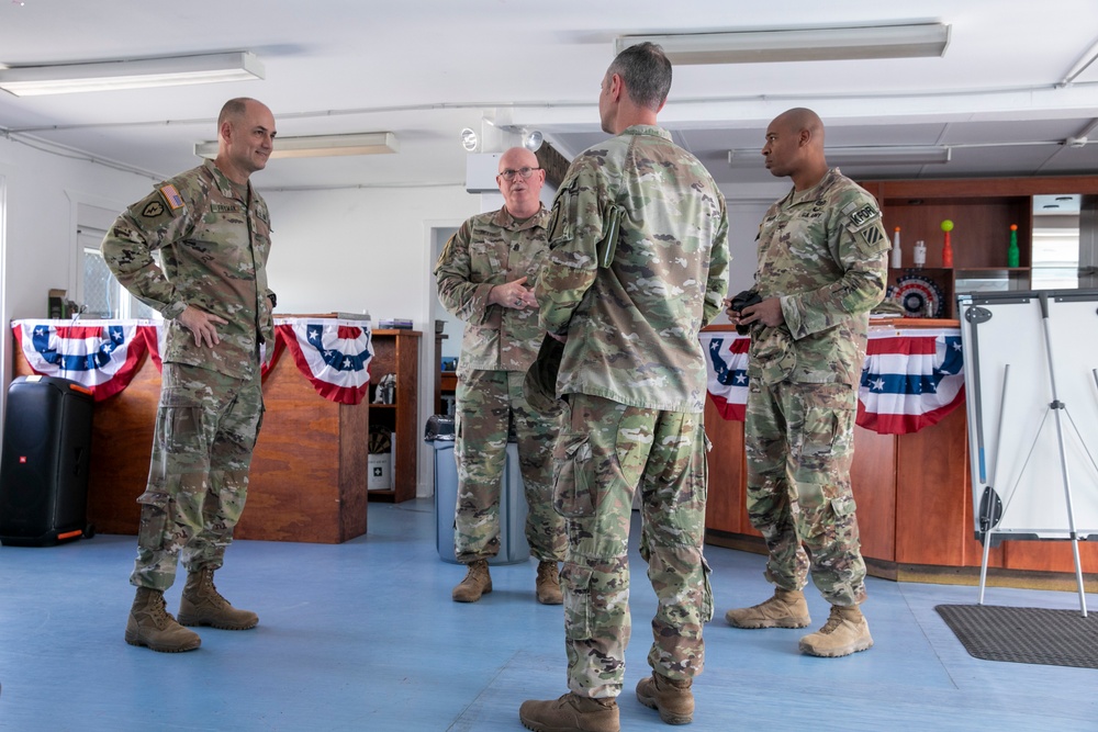 The Commanding General of the Georgia Army National Guard, Brig. Gen. Jason Fryman, and The Georgia Army National Guard State Command Sergeant Major Command Sgt. Maj. John Ballenger, visited 48th IBCT soldiers at Camp Film City, Kosovo,