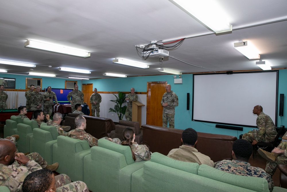 The Commanding General of the Georgia Army National Guard, Brig. Gen. Jason Fryman, and The Georgia Army National Guard State Command Sergeant Major Command Sgt. Maj. John Ballenger, visited 48th IBCT soldiers at Camp Film City, Kosovo,