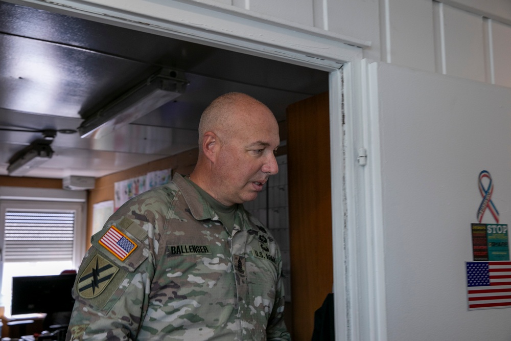 The Commanding General of the Georgia Army National Guard, Brig. Gen. Jason Fryman, and The Georgia Army National Guard State Command Sergeant Major Command Sgt. Maj. John Ballenger, visited 48th IBCT soldiers at Camp Film City, Kosovo.